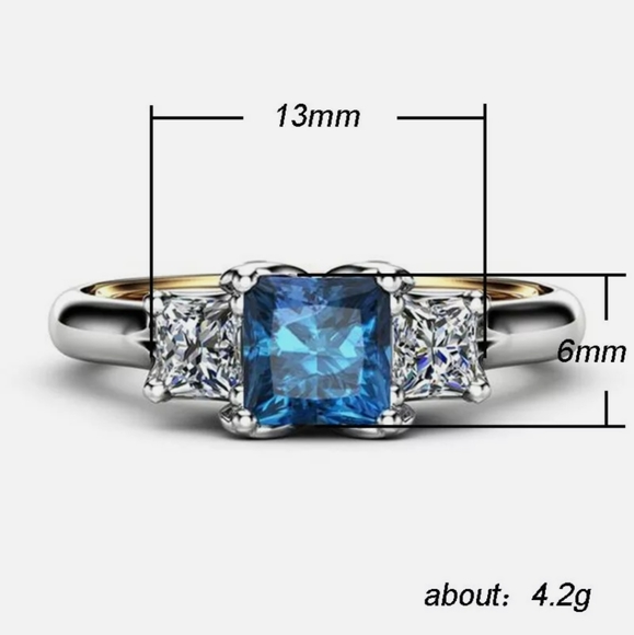 LOVELY BLUE AND WHITE SAPPHIRE WEDDING ENGAGEMENT RINGS - Picture 5 of 5